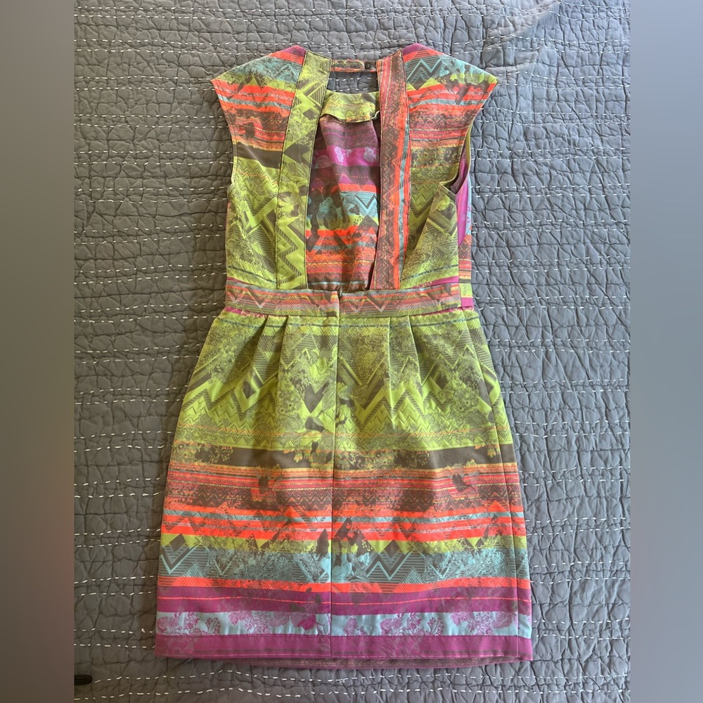 Twelfth Street by Cynthia Vincent Colorful Patterned Open-Backed Dress